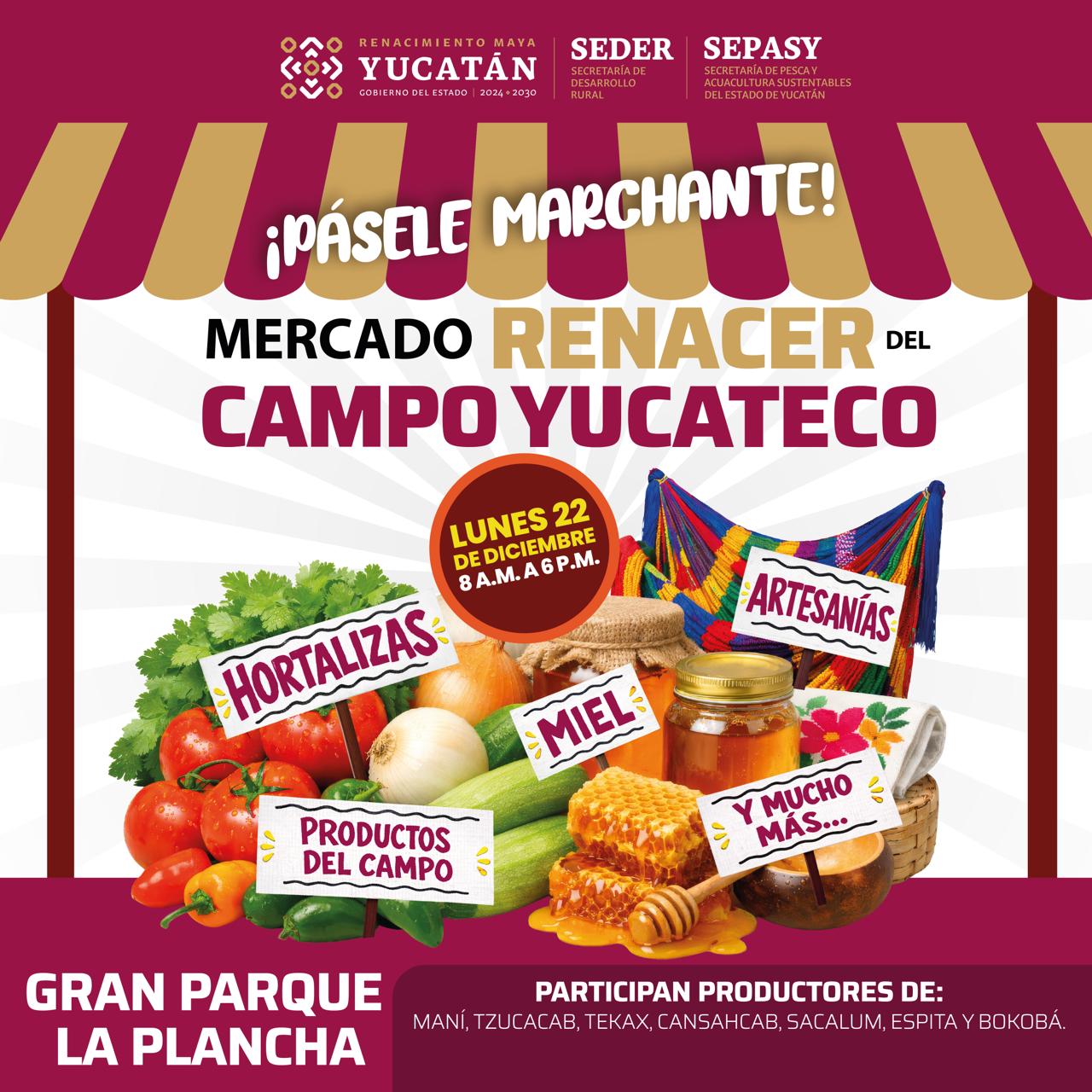 Mercado Renacer del Campo Yucateco llega al Parque La Plancha